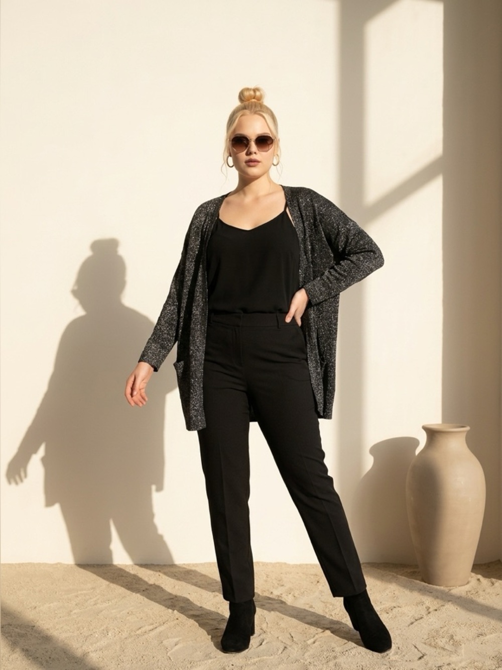 NWT August Silk Cardigan Women’s Size‎ 2XL Gunmetal Long Sleeve Cocktail Party